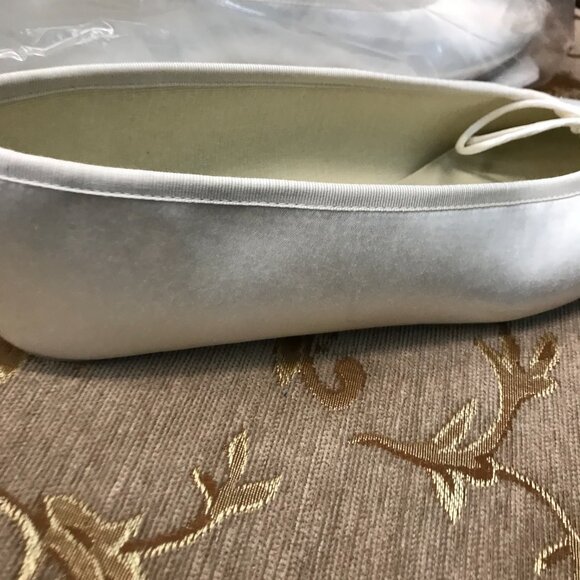 Dye-Able White Satin Ballet Flats, w/ Bow Formal Elegant Wedding Comfortable - Picture 8 of 14